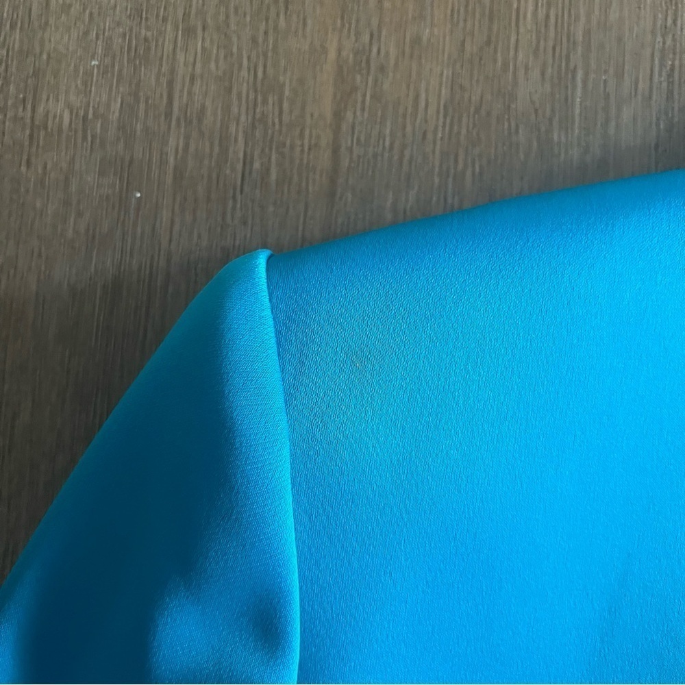 Alice + Olivia Shan Solid Oversized Satin Blazer - Ocean Blue - Size 4 - Picture 12 of 15
